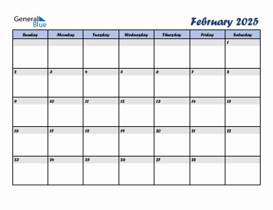 Next month calendar February 2025