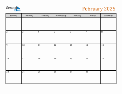 Next month calendar February 2025