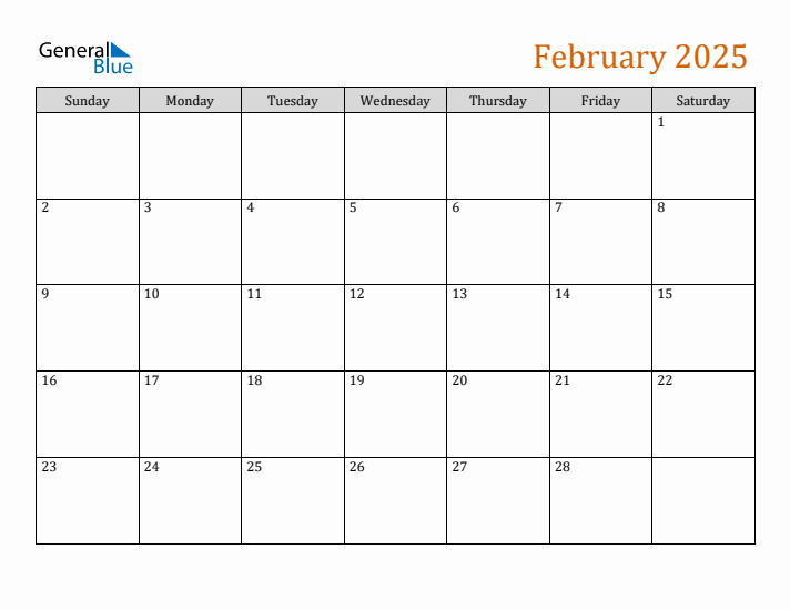 Editable February 2025 Calendar