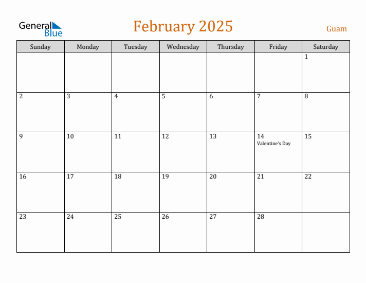 February 2025 Holiday Calendar with Sunday Start