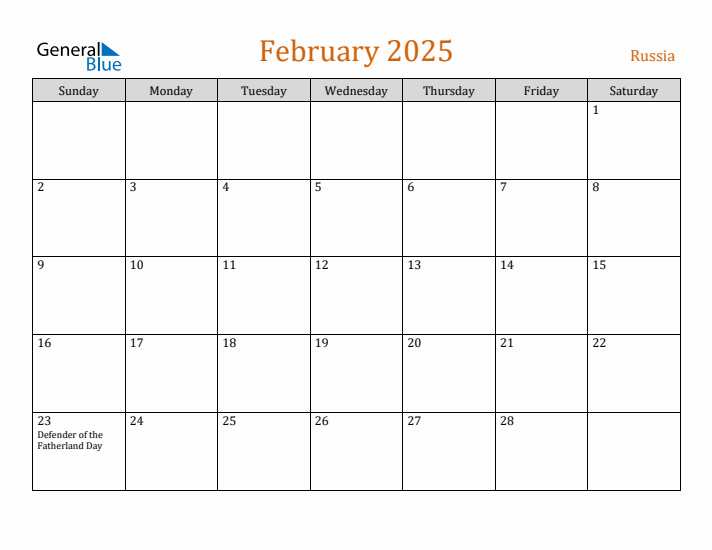 February 2025 Holiday Calendar with Sunday Start