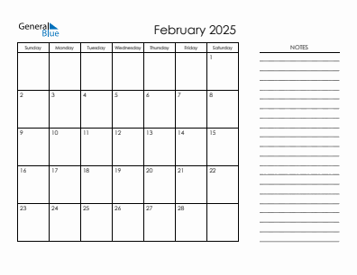 Next month calendar February 2025