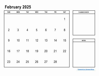 Next month calendar February 2025