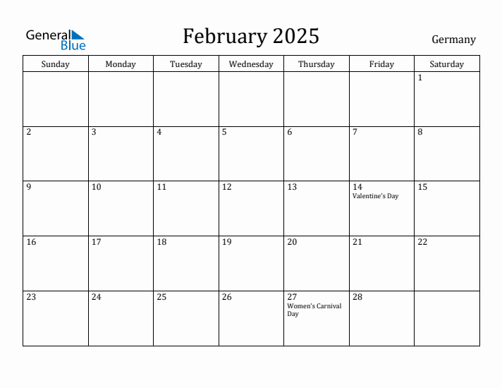 February 2025 Calendar Germany