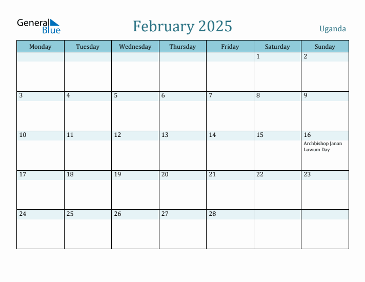 February 2025 Calendar with Holidays