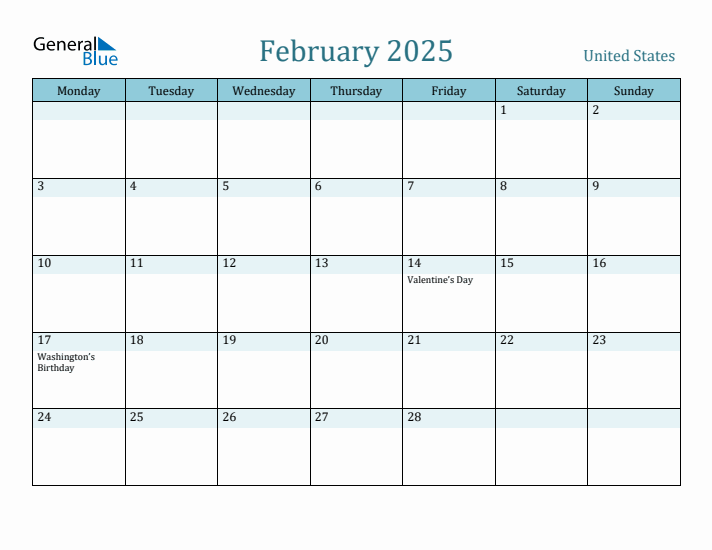 February 2025 Calendar with Holidays