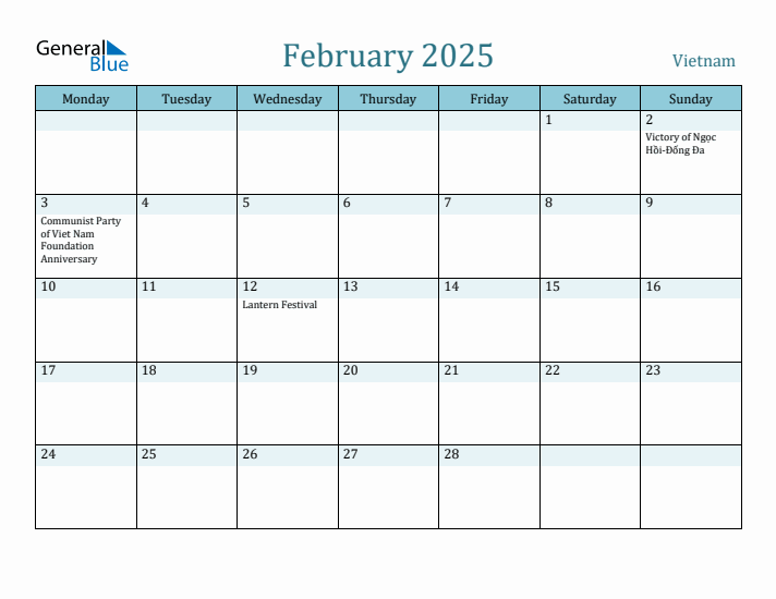 February 2025 Calendar with Holidays