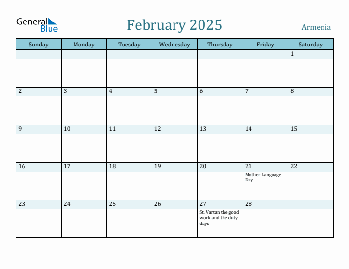 February 2025 Calendar with Holidays