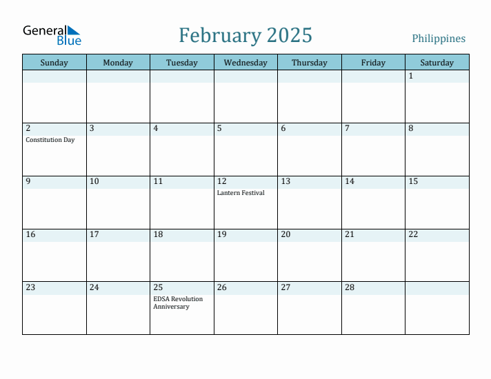 February 2025 Calendar with Holidays