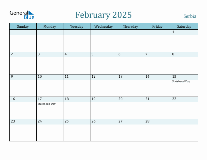 February 2025 Calendar with Holidays