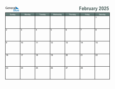 Next month calendar February 2025