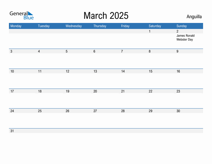 Fillable March 2025 Calendar