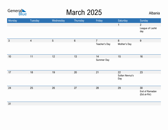 Fillable March 2025 Calendar