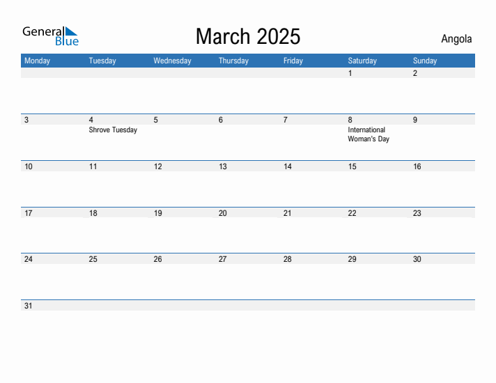 Fillable March 2025 Calendar