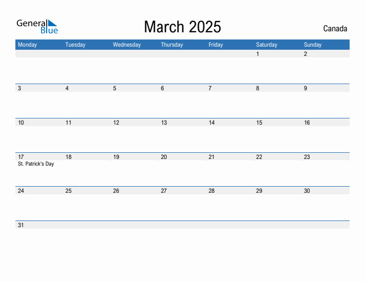 Fillable March 2025 Calendar