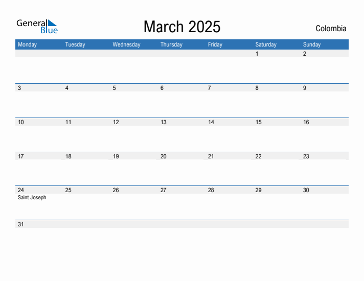 Fillable March 2025 Calendar