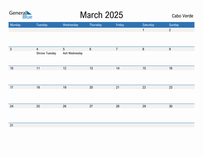 Fillable March 2025 Calendar