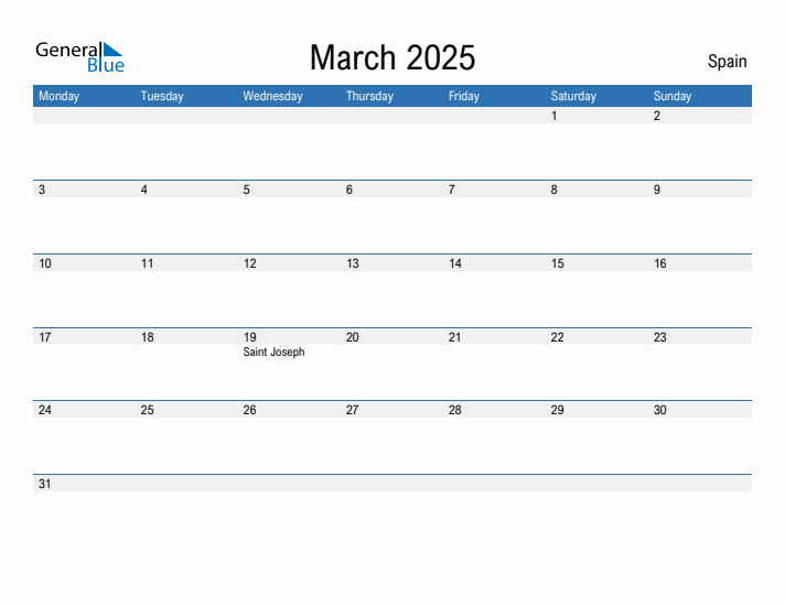 Fillable March 2025 Calendar