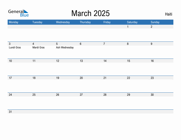 Fillable March 2025 Calendar