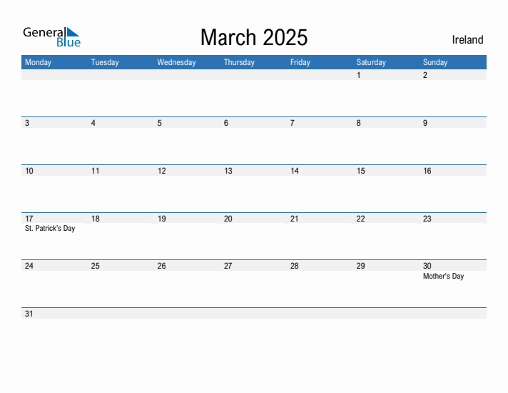 Fillable March 2025 Calendar