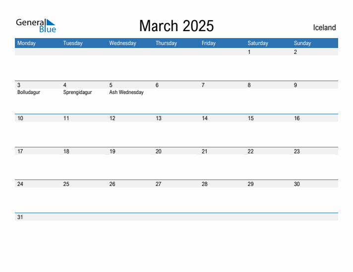 Fillable March 2025 Calendar