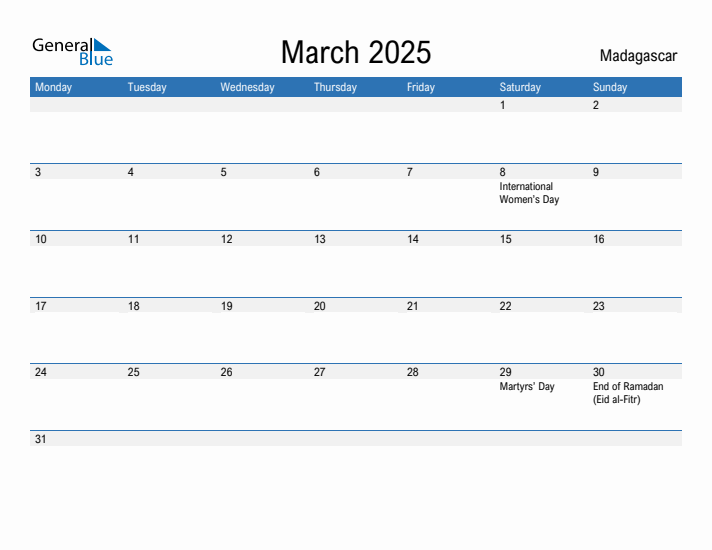 Fillable March 2025 Calendar