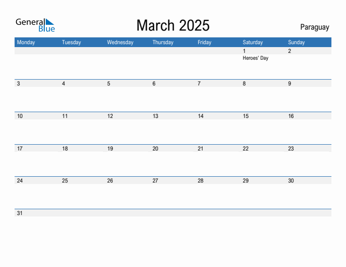 Fillable March 2025 Calendar