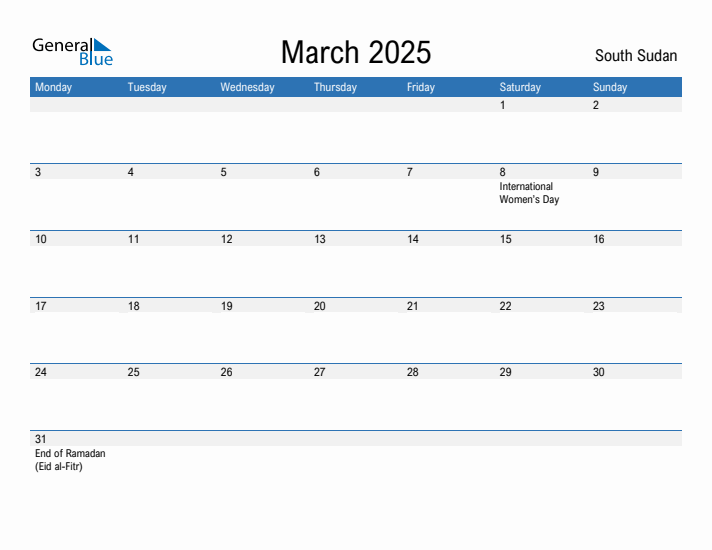 Fillable March 2025 Calendar