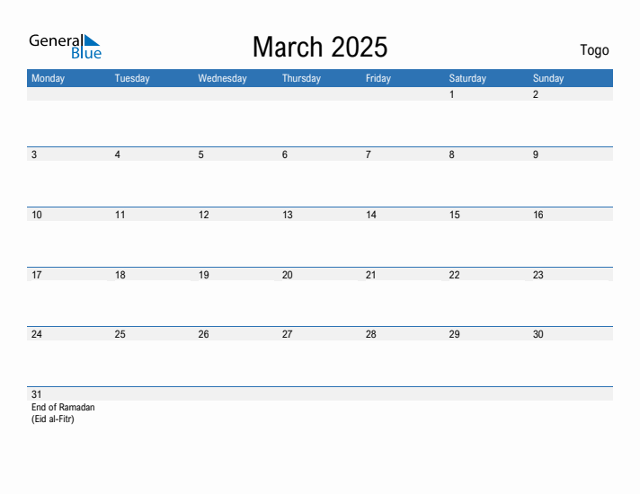 Fillable March 2025 Calendar