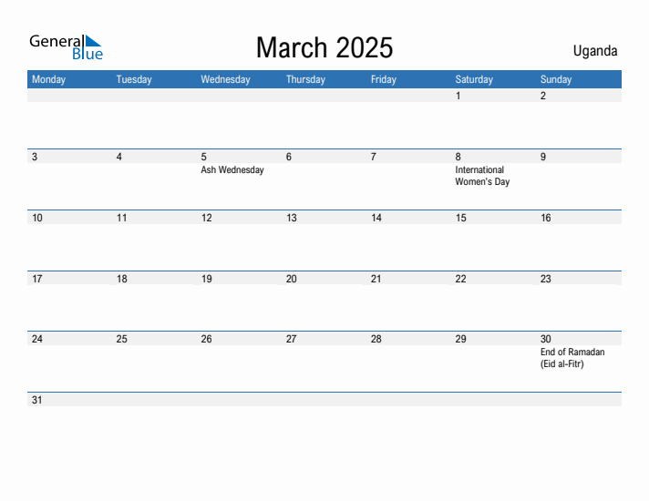 Fillable March 2025 Calendar