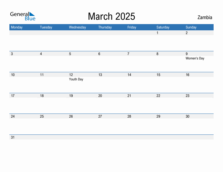 Fillable March 2025 Calendar