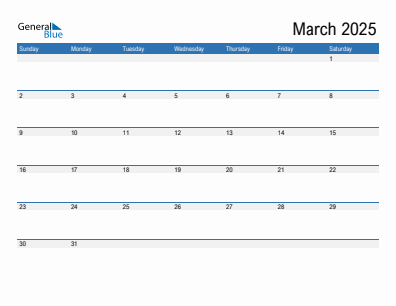 Current month calendar March 2025