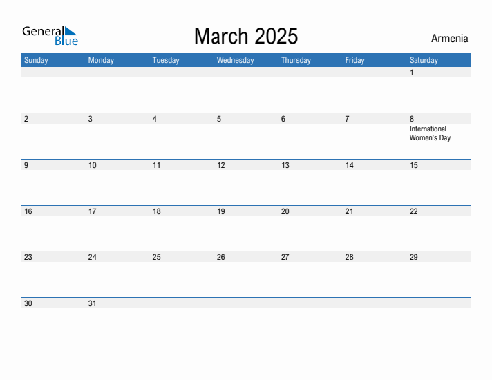 Fillable March 2025 Calendar