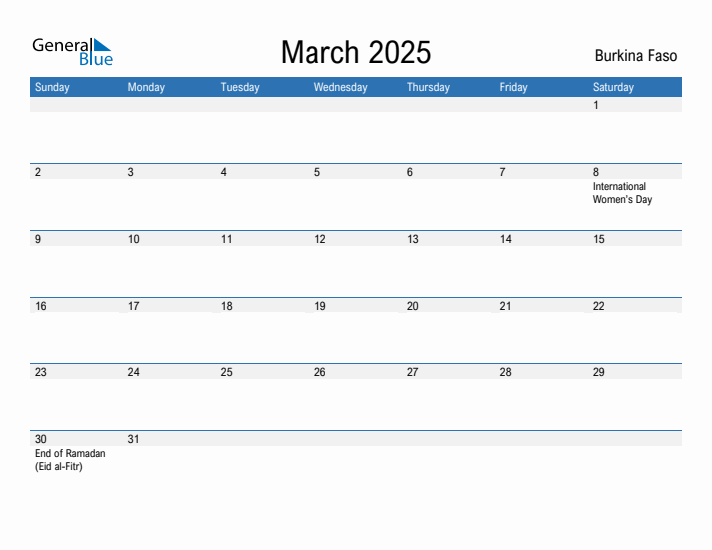 Fillable March 2025 Calendar