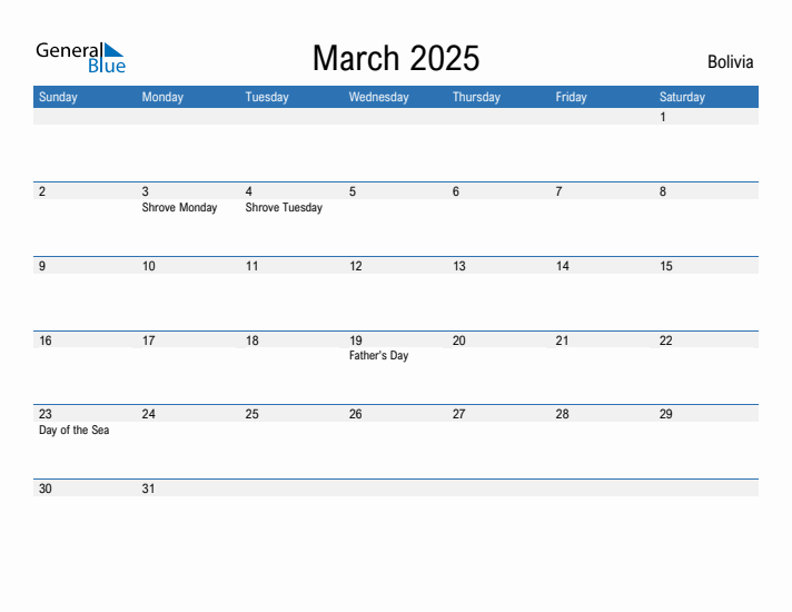 Fillable March 2025 Calendar