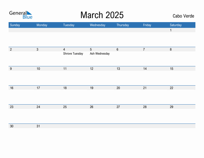 Fillable March 2025 Calendar