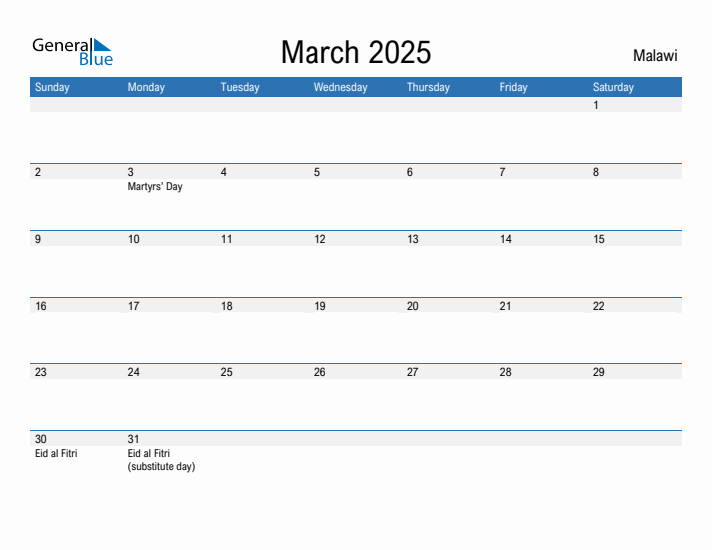 Fillable March 2025 Calendar