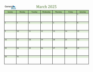 Current month calendar March 2025