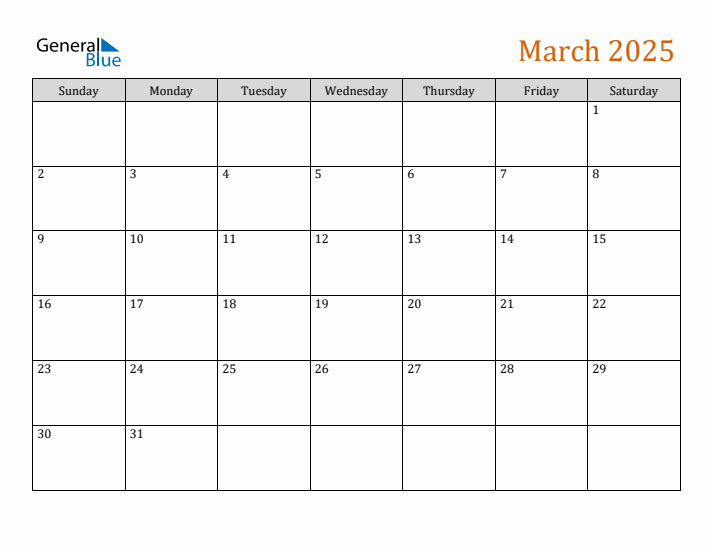 Editable March 2025 Calendar