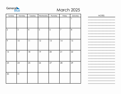 Current month calendar March 2025