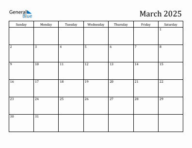 Current month calendar March 2025