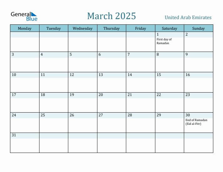 March 2025 Calendar with Holidays