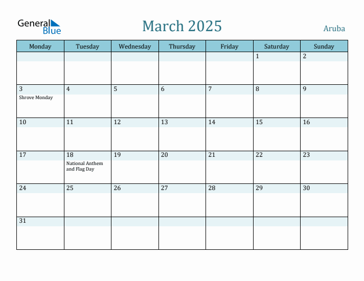 March 2025 Calendar with Holidays