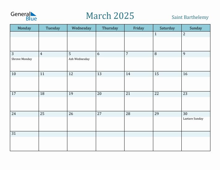 March 2025 Calendar with Holidays