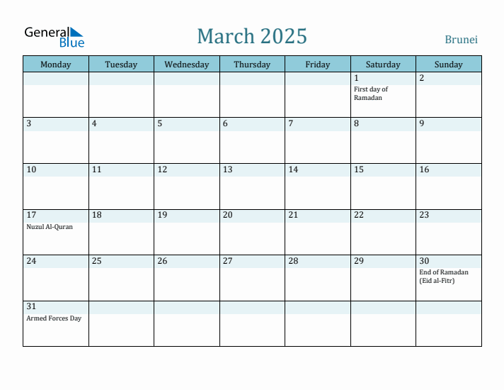 March 2025 Calendar with Holidays