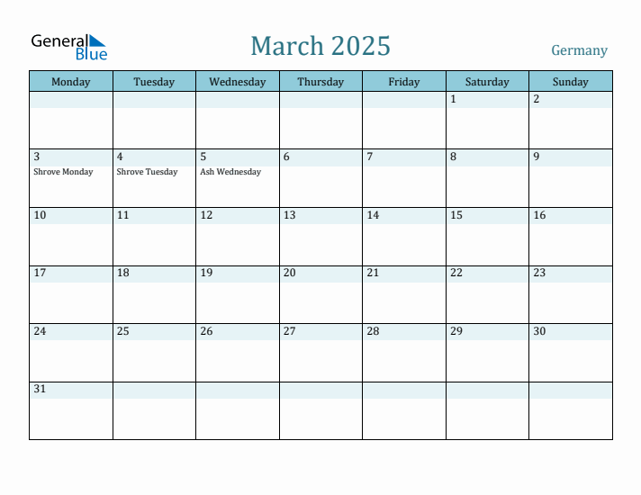 March 2025 Calendar with Holidays