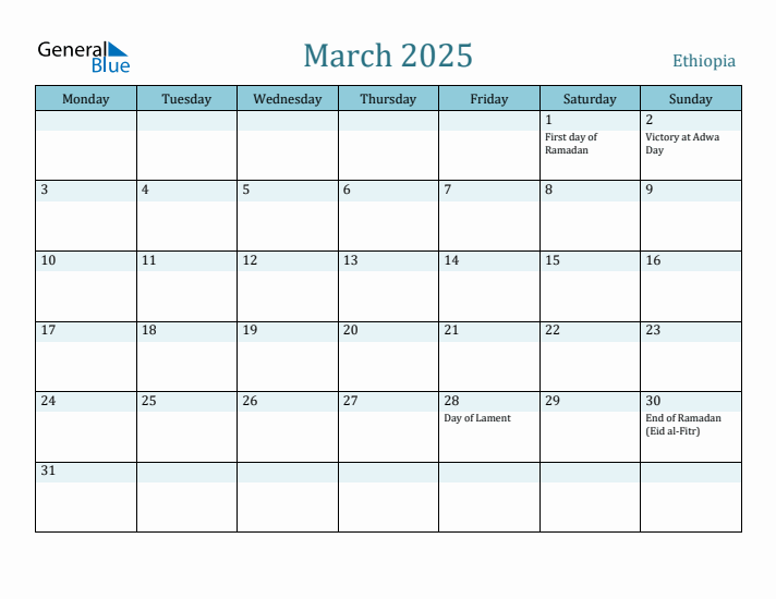 March 2025 Calendar with Holidays