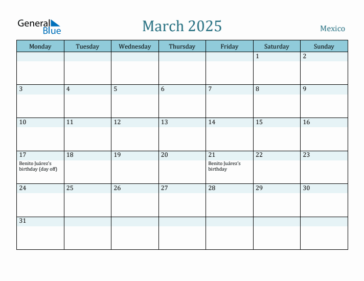 March 2025 Calendar with Holidays