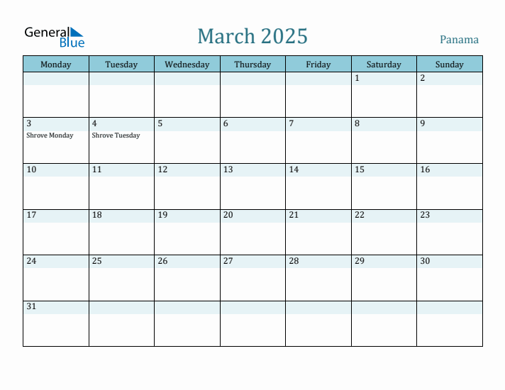 March 2025 Calendar with Holidays