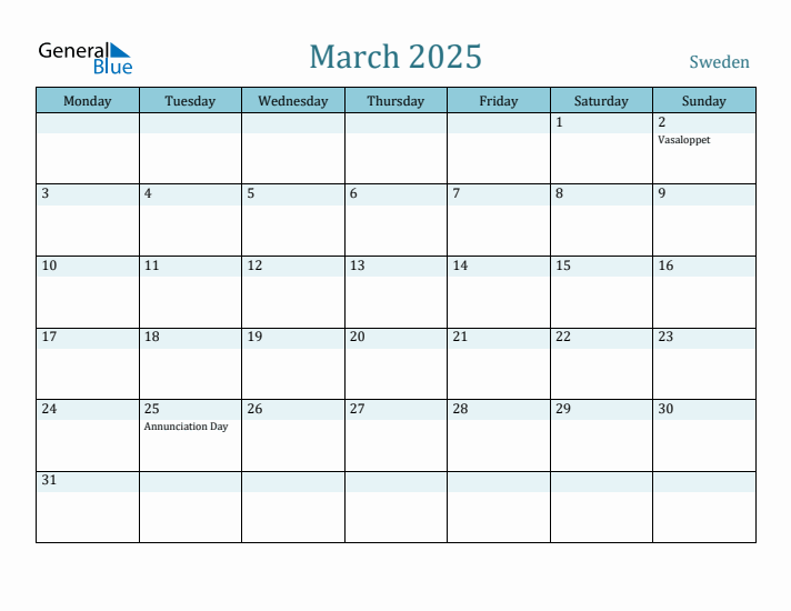 March 2025 Calendar with Holidays